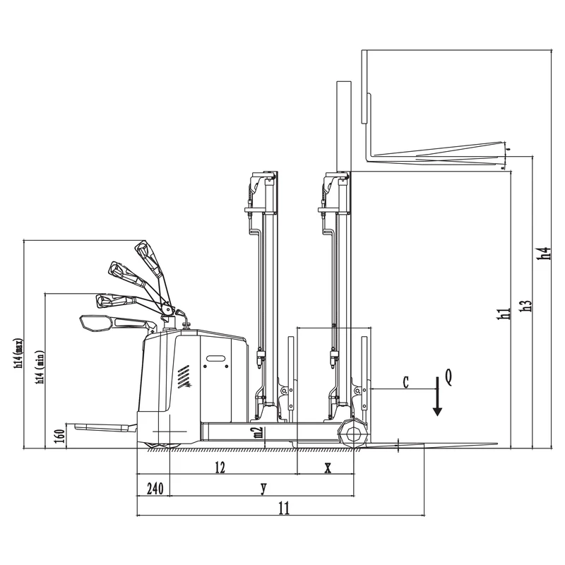 EVVP12C-P/EVVP15C-P operatör platformlu akülü reach istif makinesi