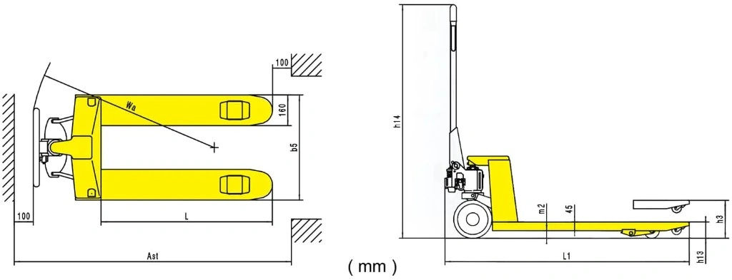 RPV2500CT ve RPV3000CT klasik manuel transpalet ölçüleri