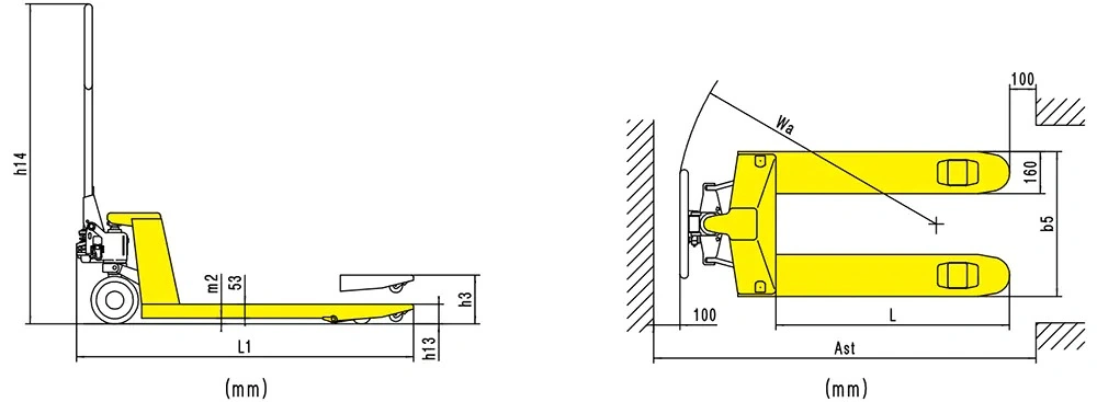 RPV2500PT/RPV3000PT premium manuel transpalet ölçüleri