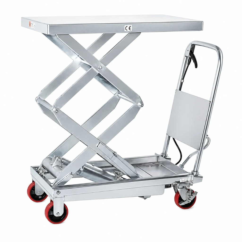 Paslanmaz Çelik Seyyar Çift Makaslı Kaldırma Platformu (MPS350DS) 350 kg