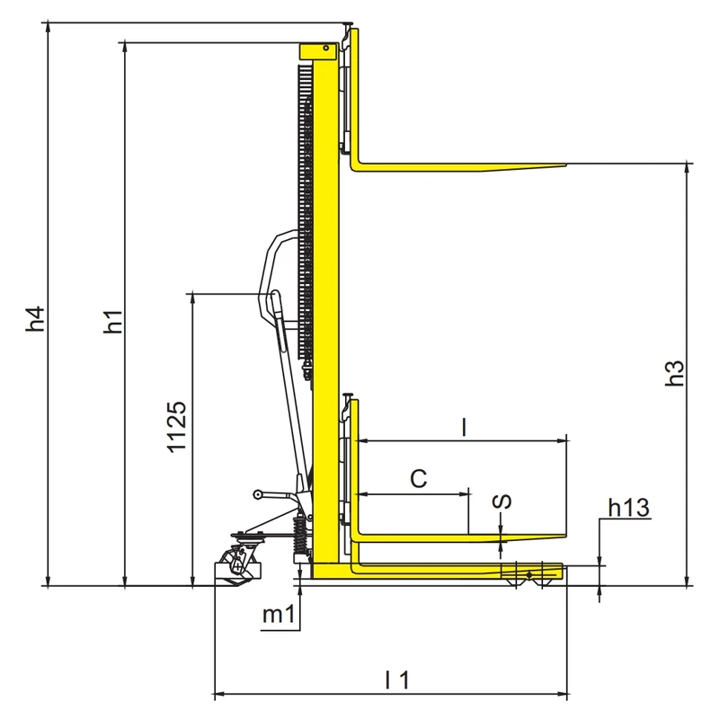 1600-2500 mm kaldırma yüksekliğine sahip RVV-KPV manuel istif makinesi