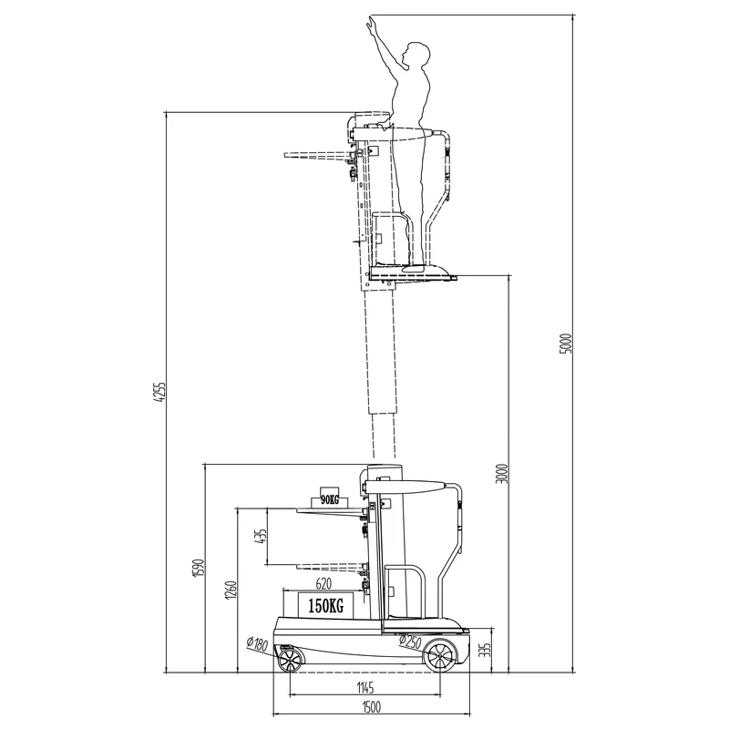 MKV mini sipariş toplama aracı 4225 mm kaldırma yüksekliği