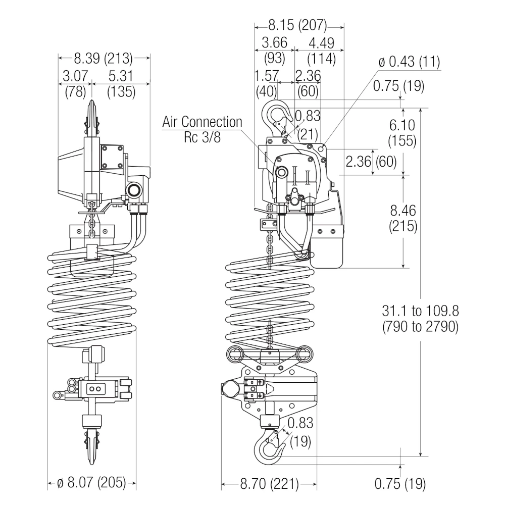 ENDO ATC Serisi 60/125 kg ATEX pnömatik zincirli caraskal